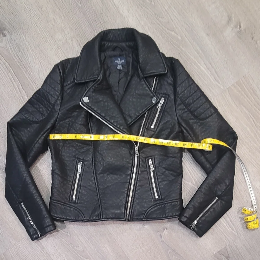 American Eagle Outfitters Quilted Black Leather Jacket - Picture 3 of 7